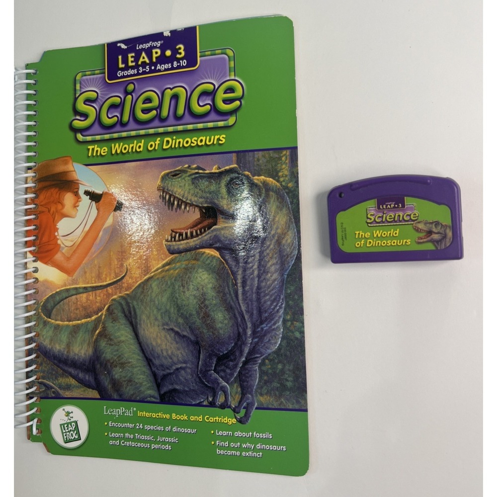 Vintage LeapFrog LeapPad Science World of Dinosaurs‎ Book & Cartridge LEAP-3